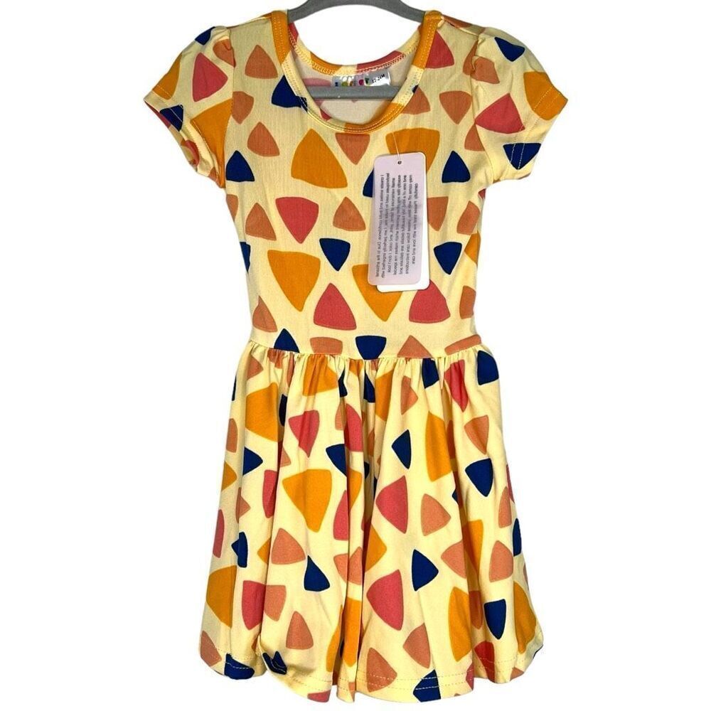NEW Dot Dot Smile Yellow Abstract Cap Sleeve Dress 12-24M